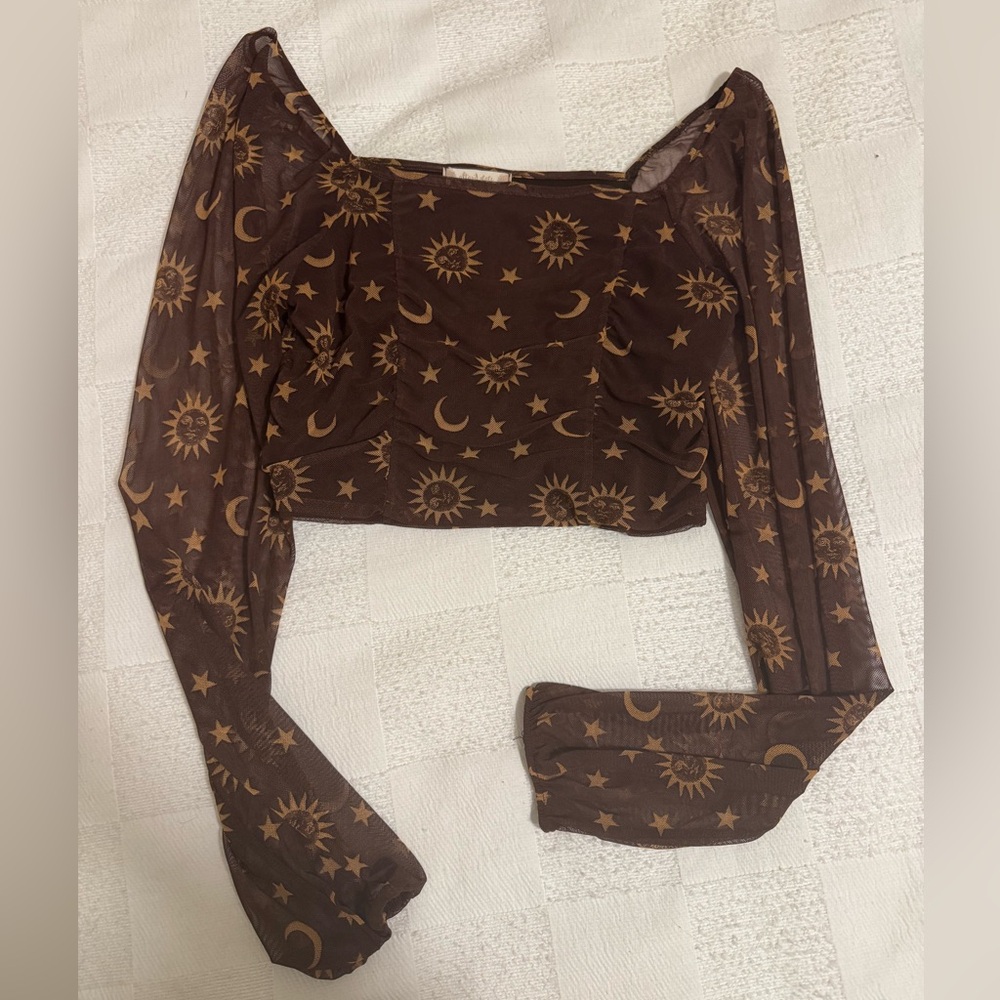 Altar'd State Brown Celestial Crop Top